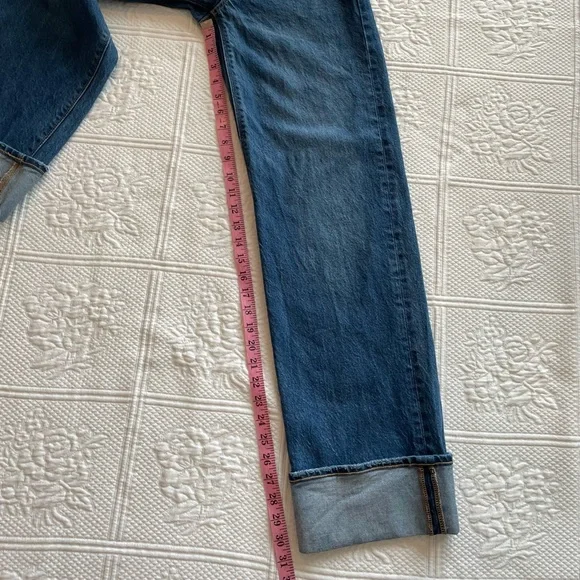 AE Stretch High-Waisted Stovepipe Cuffed Denim Jean Wide Leg Medium Wash 0R - Picture 15 of 16